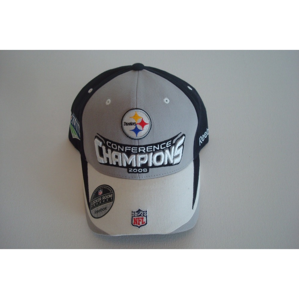STEELERS CHAMPS 08 RBK STRAPBACK DEADSTOCK HAT CAP VINTAGE J1